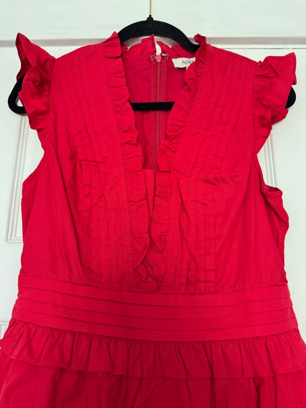 Women’s' Red Ruffle Front Dress - Picture 3 of 5